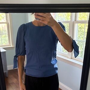 Blue puff sleeve sweater/ blouse
